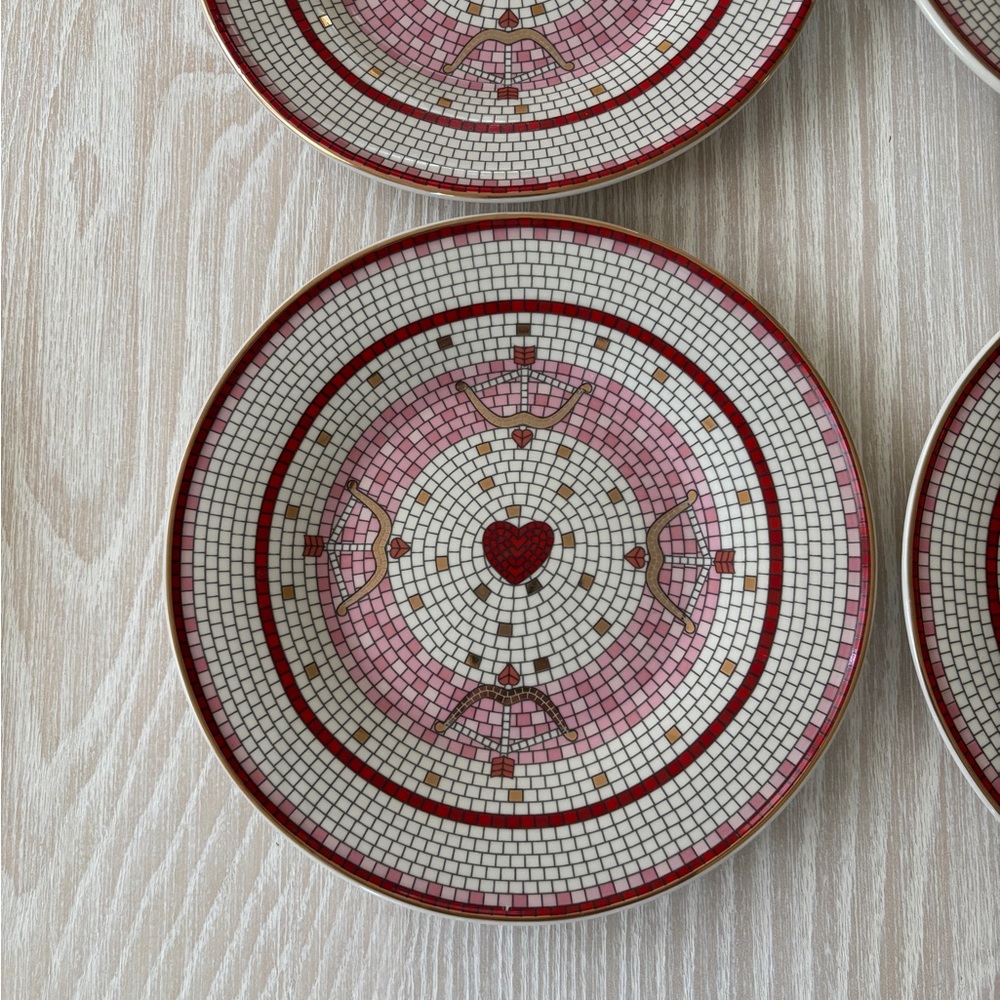 Anthropologie Bistro Tile Stoneware Dessert Plate: Valentine's Edition Set of 4 - Picture 8 of 14
